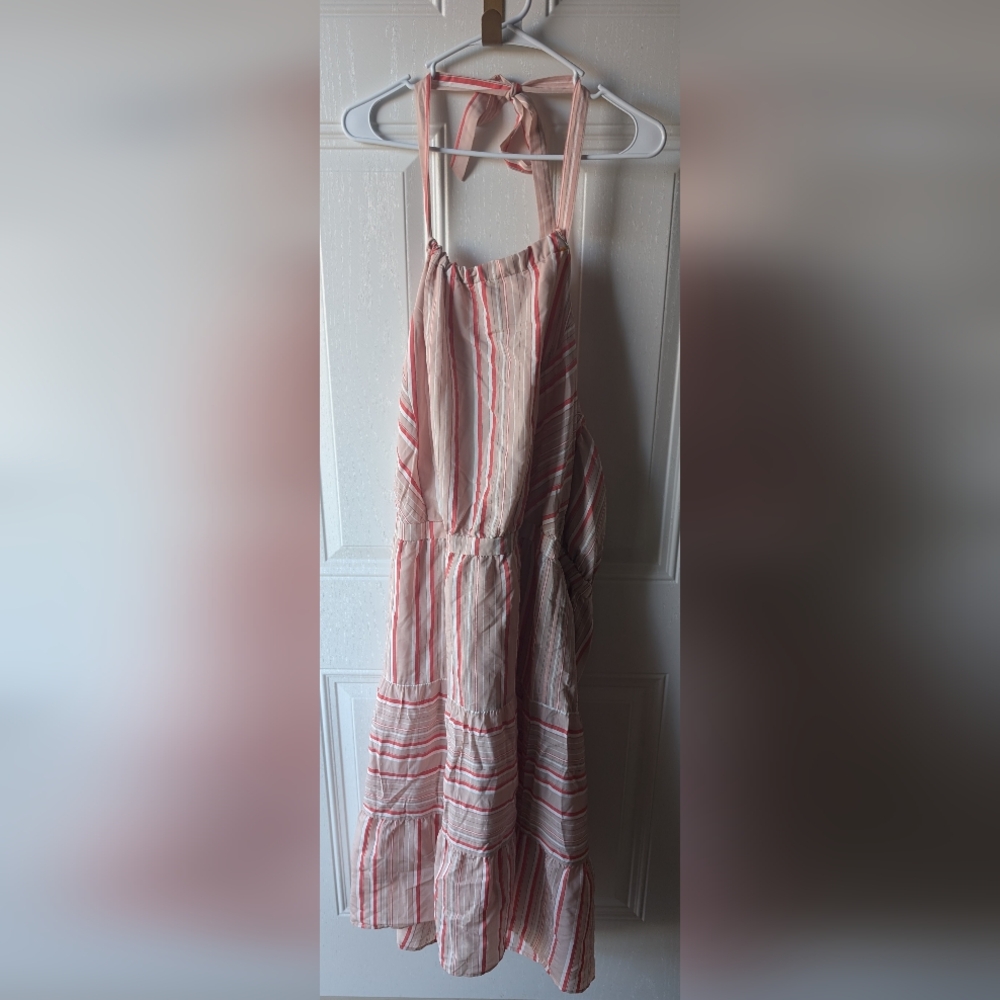 Kaari Blue Peach and Coral Striped Dress